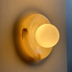 Natural Stone Ring Frosted Glass Globe Round Wall Sconce