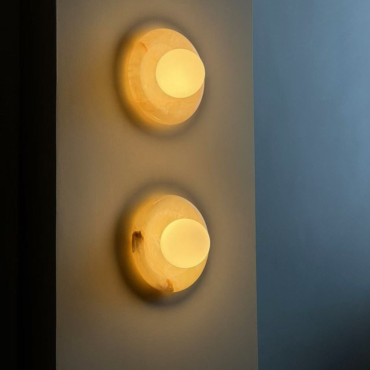 Natural Stone Ring Frosted Glass Globe Round Wall Sconce