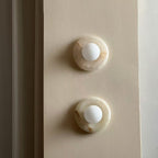 Natural Stone Ring Frosted Glass Globe Round Wall Sconce