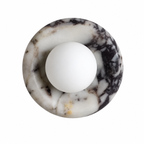 Natural Stone Ring Frosted Glass Globe Round Wall Sconce
