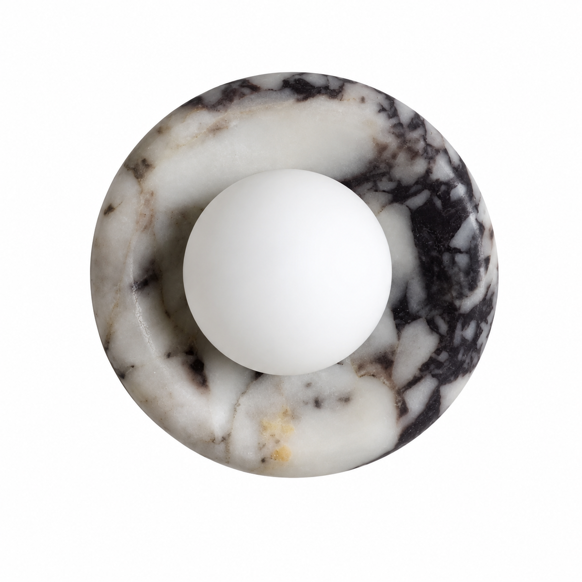 Natural Stone Ring Frosted Glass Globe Round Wall Sconce