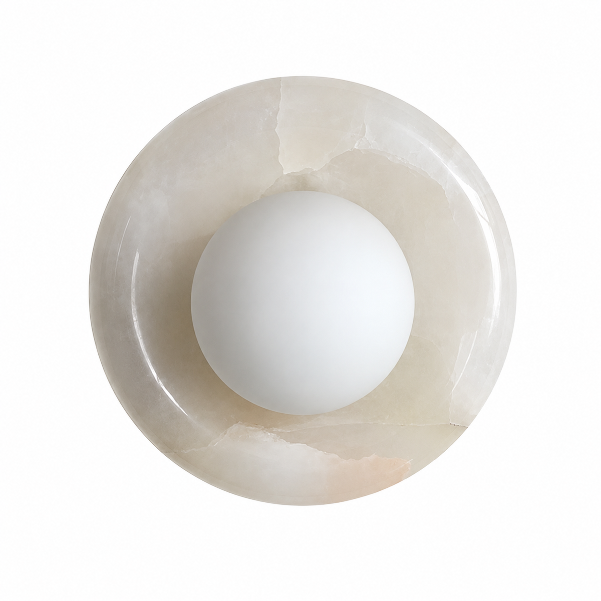 Natural Stone Ring Frosted Glass Globe Round Wall Sconce