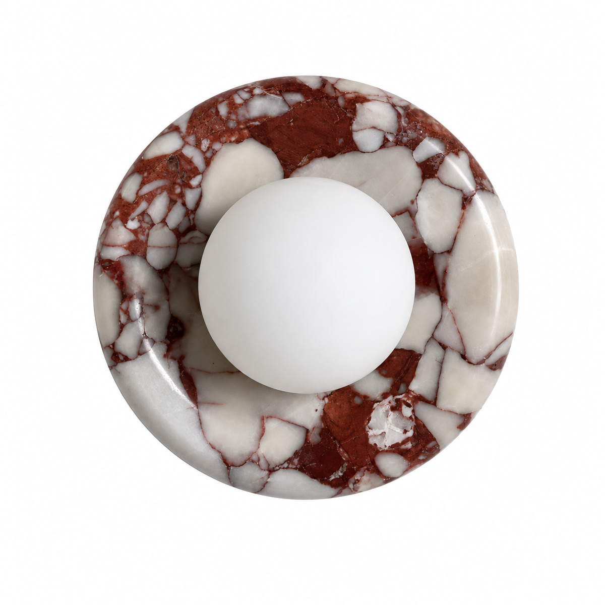 Natural Stone Ring Frosted Glass Globe Round Wall Sconce