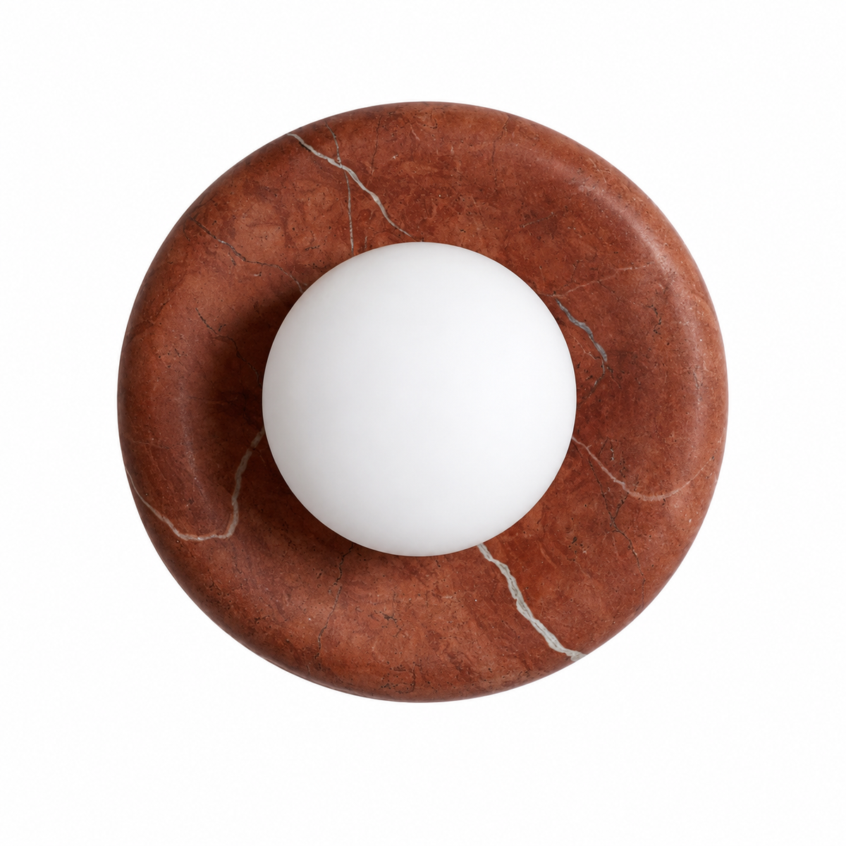 Natural Stone Ring Frosted Glass Globe Round Wall Sconce
