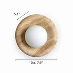 Natural Stone Ring Frosted Glass Globe Round Wall Sconce