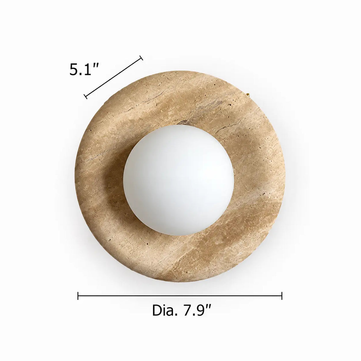 Natural Stone Ring Frosted Glass Globe Round Wall Sconce