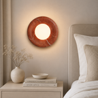 Natural Stone Ring Frosted Glass Globe Round Wall Sconce
