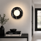 Natural Stone Ring Frosted Glass Globe Round Wall Sconce
