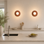 Natural Stone Ring Frosted Glass Globe Round Wall Sconce