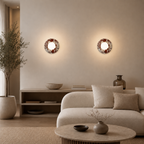 Natural Stone Ring Frosted Glass Globe Round Wall Sconce