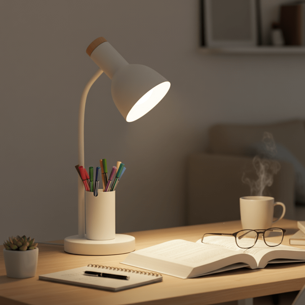 Pen Holder and Phone Stand Flexible Arm Desk Lamp