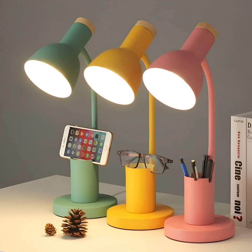 Pen Holder and Phone Stand Flexible Arm Desk Lamp