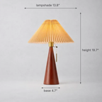 Pleated Fabric Shade Tapered Wood Base Scandinavian Table Lamp
