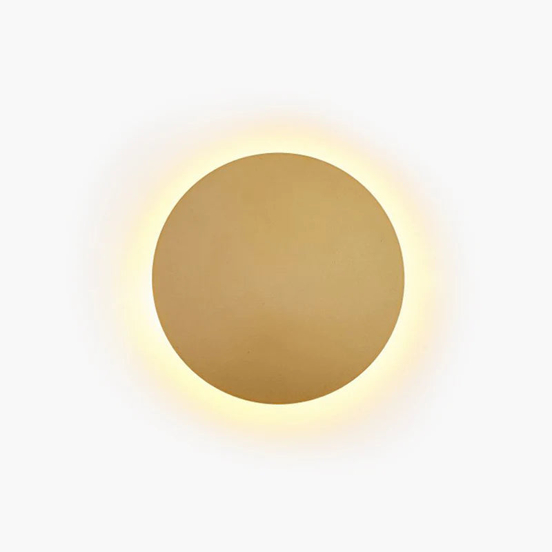 Round LED Wall Sconce Minimalist Backlit Halo Metal Disc