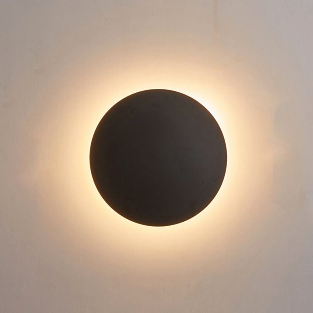 Round LED Wall Sconce Minimalist Backlit Halo Metal Disc