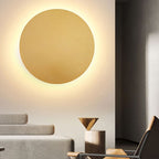 Round LED Wall Sconce Minimalist Backlit Halo Metal Disc