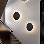 Round LED Wall Sconce Minimalist Backlit Halo Metal Disc
