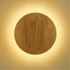 Round Wood LED Wall Sconce Backlit Halo Scandinavian