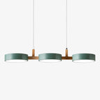 Scandinavian 3-Light Round Disc Wood Accent LED Pendant Light