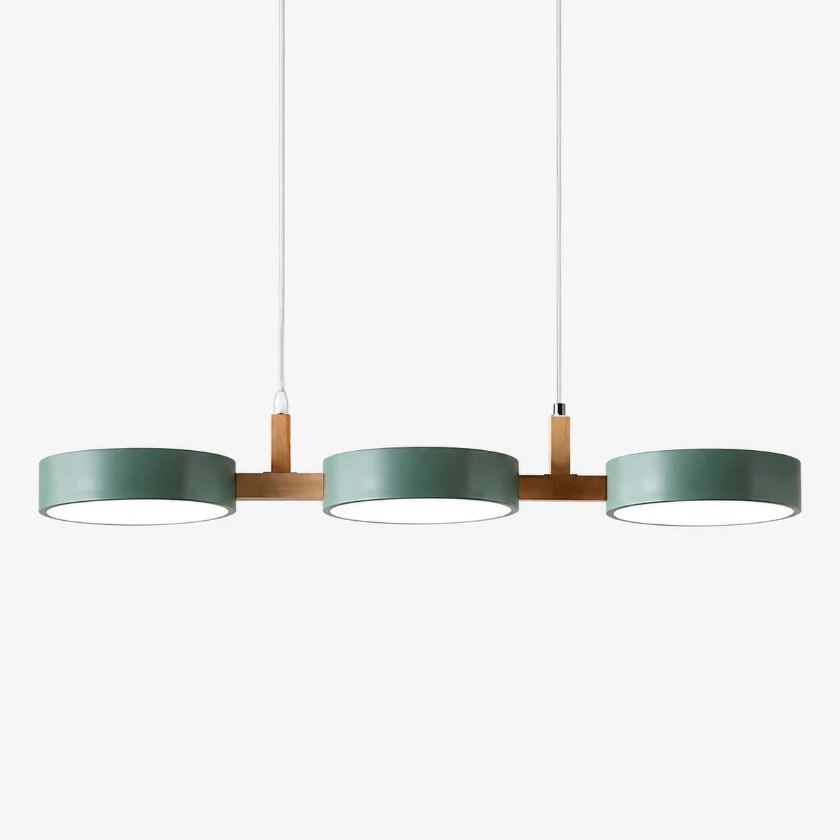 Scandinavian 3-Light Round Disc Wood Accent LED Pendant Light