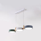 Scandinavian 3-Light Round Disc Wood Accent LED Pendant Light