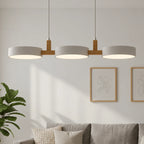 Scandinavian 3-Light Round Disc Wood Accent LED Pendant Light