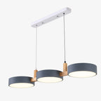 Scandinavian 3-Light Round Disc Wood Accent LED Pendant Light
