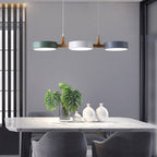 Scandinavian 3-Light Round Disc Wood Accent LED Pendant Light