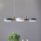 Scandinavian 3-Light Round Disc Wood Accent LED Pendant Light
