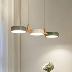 Scandinavian 3-Light Round Disc Wood Accent LED Pendant Light