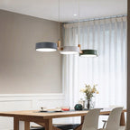 Scandinavian 3-Light Round Disc Wood Accent LED Pendant Light
