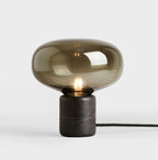Smoked Glass Mushroom Table Lamp Black Base Modern