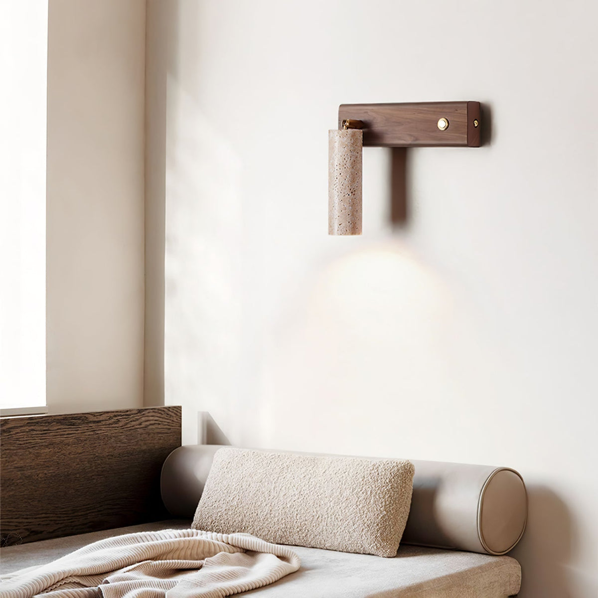 Travertine Cylinder Spot Reading LED Wall Sconce