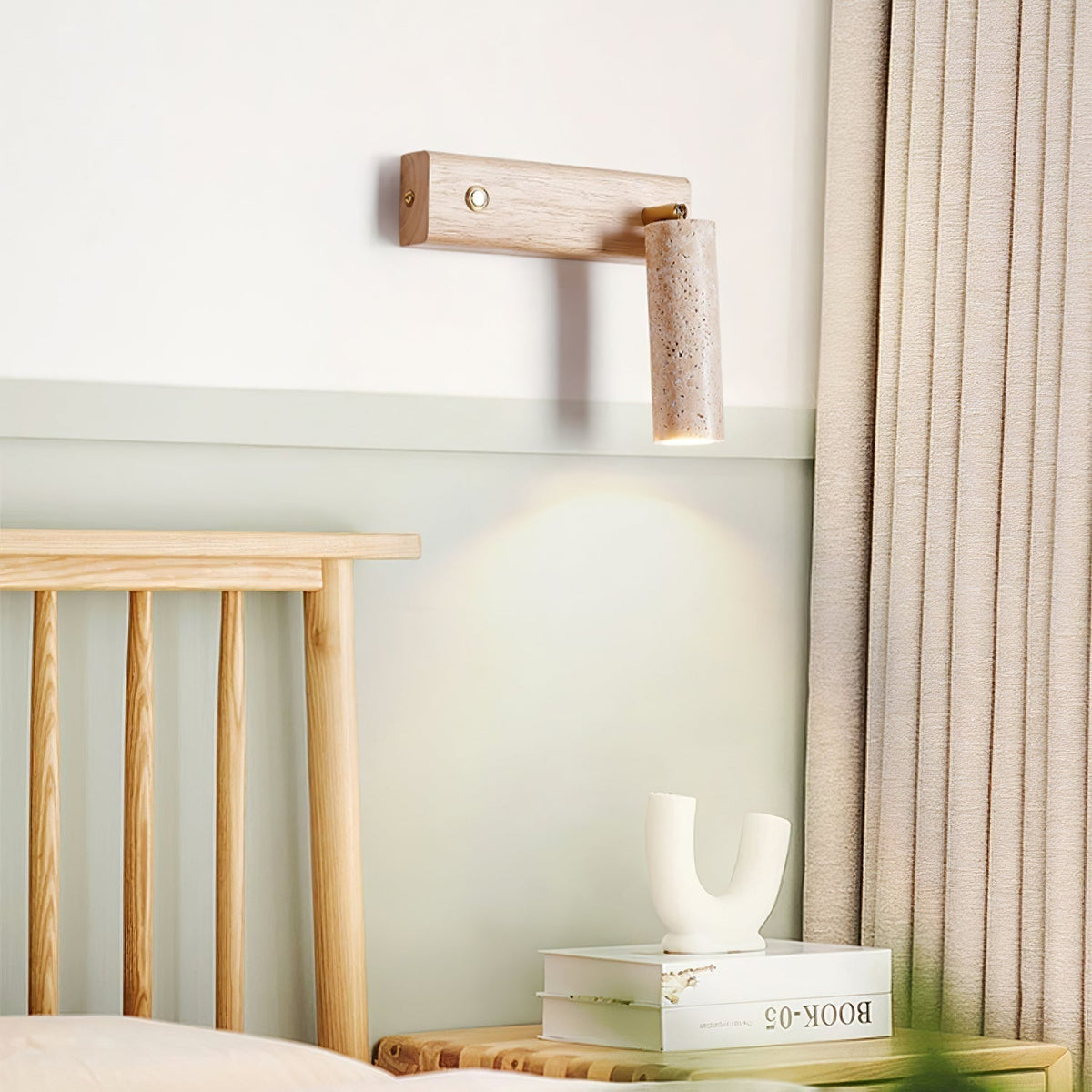 Travertine Cylinder Spot Reading LED Wall Sconce