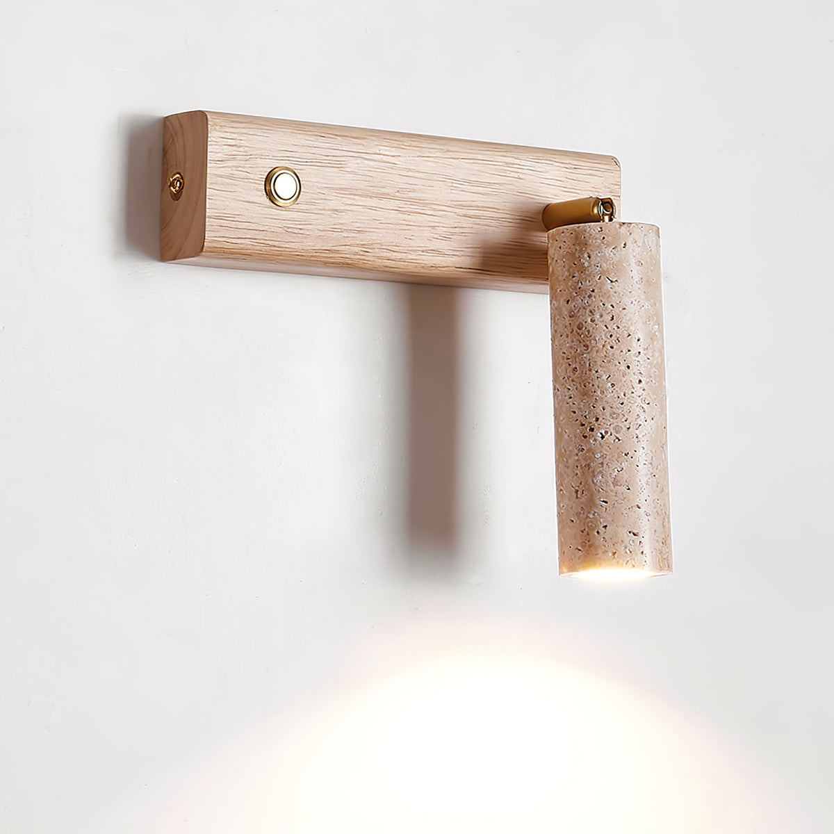 Travertine Cylinder Spot Reading LED Wall Sconce