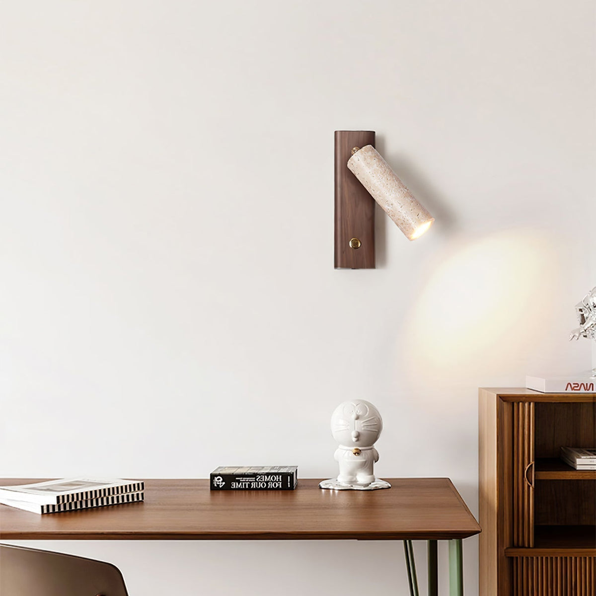 Travertine Cylinder Spot Reading LED Wall Sconce
