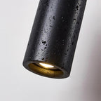 Travertine Cylinder Wood Accent Japandi Pendant Light
