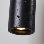 Travertine Cylinder Wood Accent Japandi Pendant Light