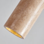 Travertine Cylinder Wood Accent Japandi Pendant Light