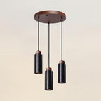 Travertine Cylinder Wood Accent Japandi Pendant Light