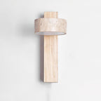 Travertine Wood Adjustable Tilting Japandi LED Wall Sconce