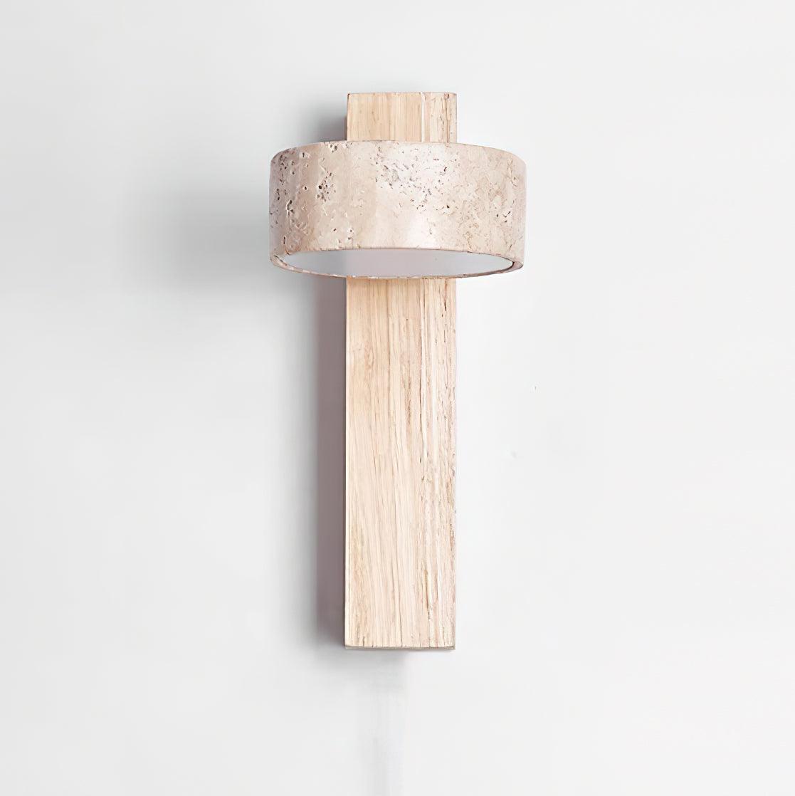 Travertine Wood Adjustable Tilting Japandi LED Wall Sconce
