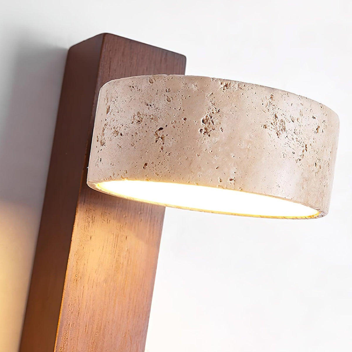Travertine Wood Adjustable Tilting Japandi LED Wall Sconce