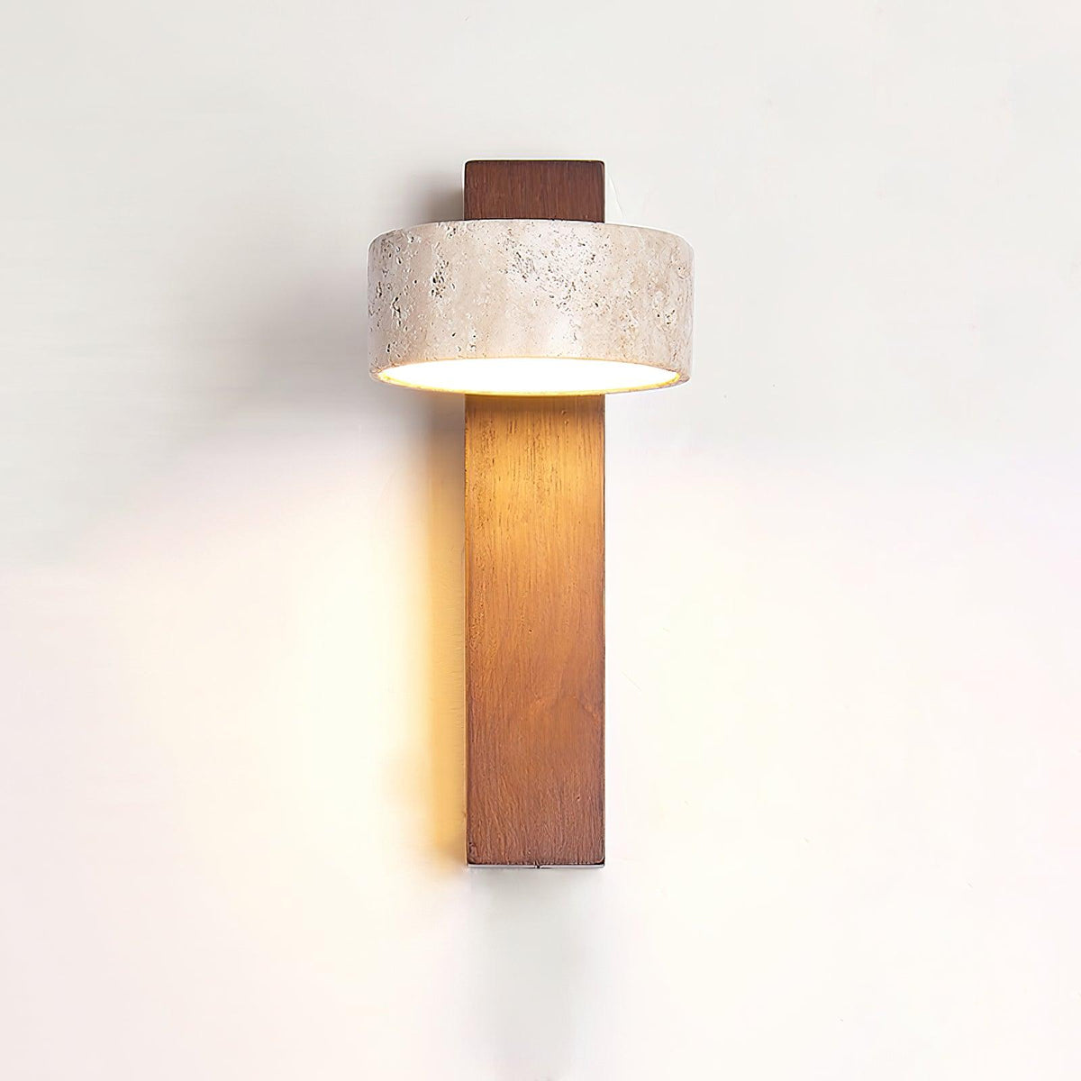 Travertine Wood Adjustable Tilting Japandi LED Wall Sconce