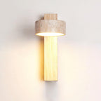 Travertine Wood Adjustable Tilting Japandi LED Wall Sconce