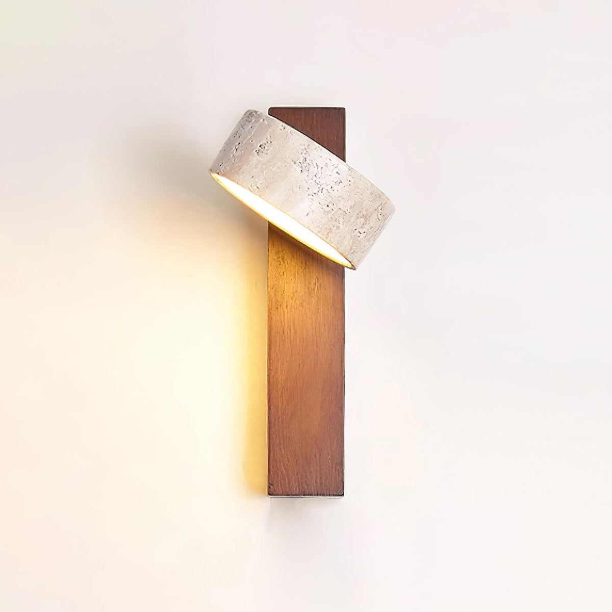 Travertine Wood Adjustable Tilting Japandi LED Wall Sconce