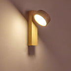 Travertine Wood Adjustable Tilting Japandi LED Wall Sconce