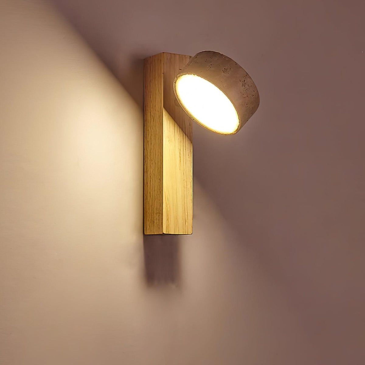 Travertine Wood Adjustable Tilting Japandi LED Wall Sconce