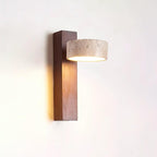Travertine Wood Adjustable Tilting Japandi LED Wall Sconce