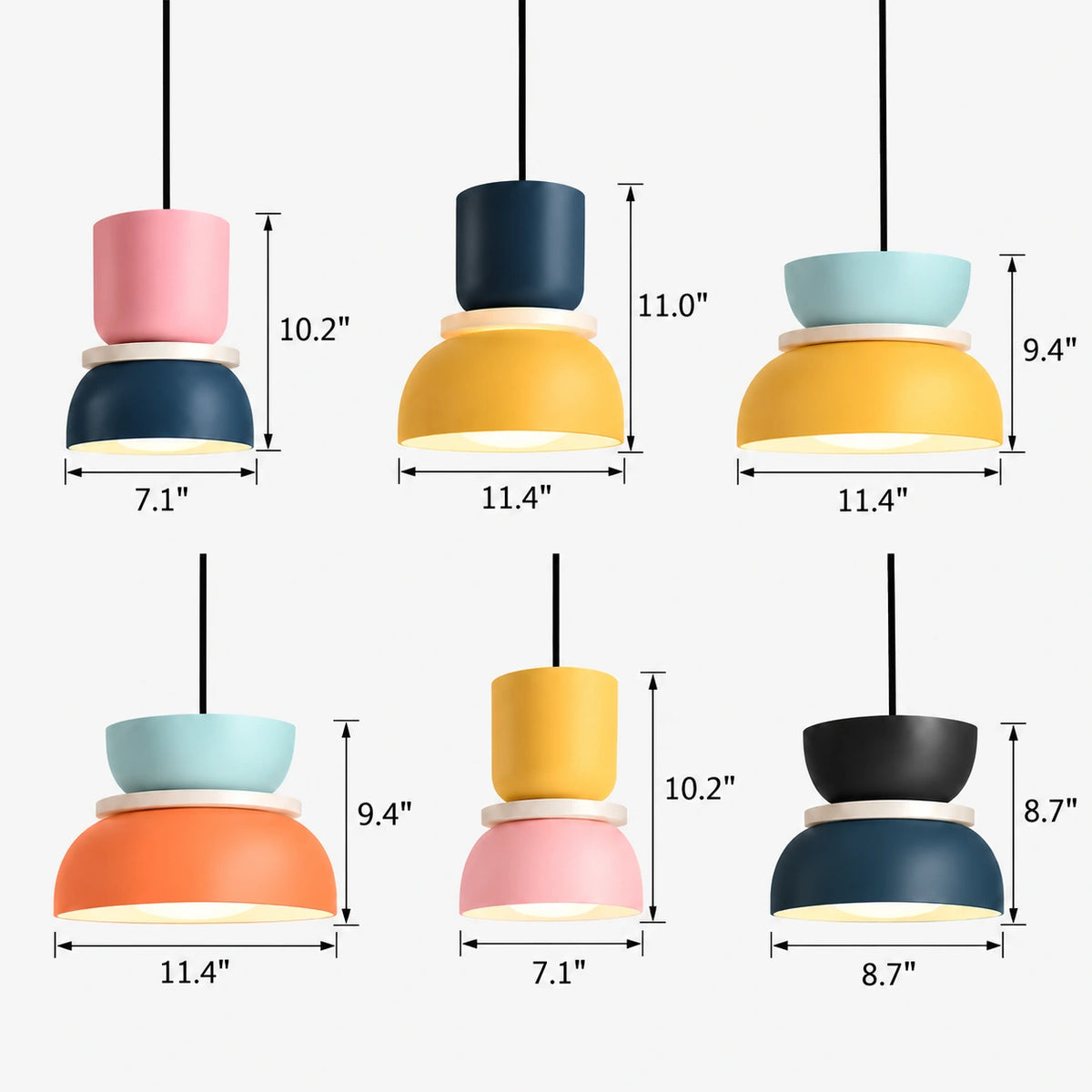 Two Tone Color Block Macaron Scandinavian Pendant Light